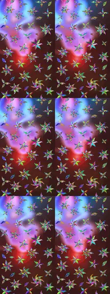 Kahverengi ve mor renkli çiçekler. Sevimli çiçek raster deseni. Düz Çiçek Elementleri Tasarımı. Renk Bahar Teması eskiz şablonu.