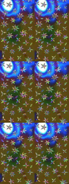 Yeşil ve kahverengi renkli çiçekler. Raster illüstrasyonunda çiçek deseni çizimi.