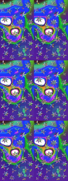 El çizimi çiçek çizimi deseni (fayans). Tekstil için suluboya eskiz deseni. Şirin çiçekleri, desenleri, mavi ve mor renkleri olan renkli çizim deseni.