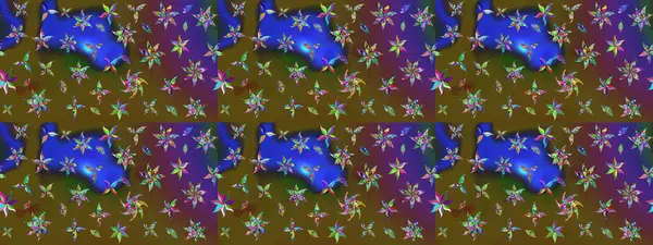 Raster deseni. Bahar çiçekleri dallı desen, yeşil ve kahverengi renkler çiçekli siluet.