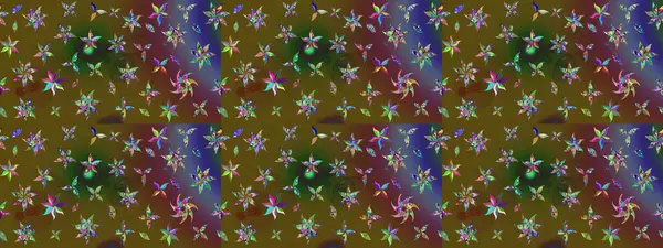 Raster illüstrasyonu. Klasik çiçek tasarımı elementleri. Yeşil ve kahverengi kıvırcık çiçekler yeşil ve kahverengi renklerde.