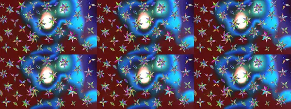 Raster deseni. Bahar çiçekleri dallı desen, mavi ve kırmızı renkler çiçekli siluet.