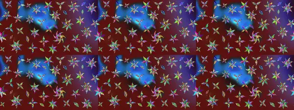 Çiçek desenli çizim. Kırmızı ve kahverengi renkli Asya tekstili. Raster illüstrasyonu.