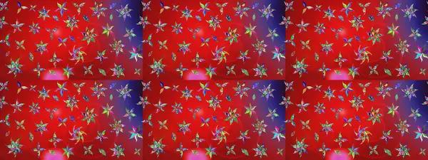 Nazik romantik baskı. Raster güzel bir çiçek deseni çizmiş. Bahar mevsimi. Tatil havası. Kırmızı ve mor renkte çiçekler.