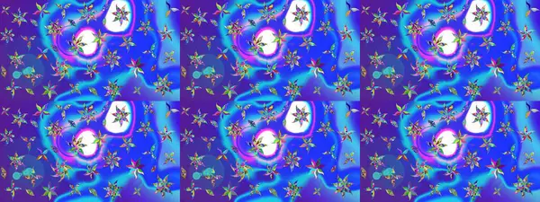 Halk tarzı. Moda baskıları için zarif bir şablon. Modern çiçek arkaplanı. Parlak renkli çiçekleri ve mavi ve menekşe renklerinde yaprakları olan muhteşem bir çiçek deseni..