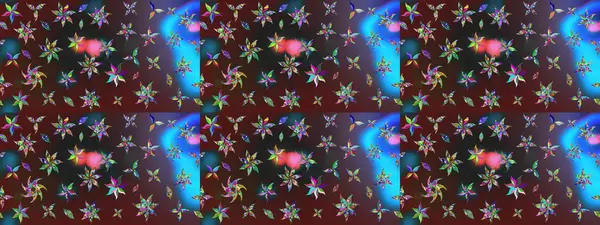 Raster illüstrasyonundaki çiçek desenli çizim. Mor ve mavi renkte çiçekler. Düz Çiçek Elementleri Tasarımı. Renkli Yaz Teması çizim şablonu.