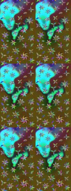 Paket kağıdı için en iyisi. Yeşil ve kahverengi lale çiçekleriyle Raster eskiz deseni. Doğal kozmetik ürünleri, parfüm, çiçekçi dükkanı için bahar ihalesi tasarımı. Karşılama ya da düğün geçmişi olarak kullanılabilir.