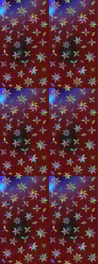 Renkli grunge, renkli ve kahverengi çiçeklerle soyut bir arka plan oluşturur. Nakış desenli çiçek deseni. İzler, kumaş, duvar kağıtları, tekstil için raster dokusu.