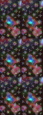 Süslü kumaş deseni. Renkli Bahar Teması eskiz kalıbı. Düz Çiçek Elementleri Tasarımı. Raster illüstrasyonunda çiçek deseni çizimi.