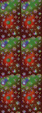 Kahverengi ve yeşil renkli çiçekler. Renkli Bahar Teması eskiz kalıbı. Düz Çiçek Elementleri Tasarımı. Çiçekle çizim deseni.