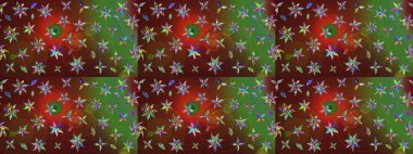 Klasik çiçek tasarımı elementleri. Raster illüstrasyonu. Kahverengi ve yeşil kıvırcık çiçekler kahverengi ve yeşil renklerde.