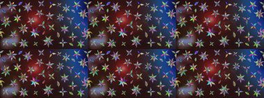 Çiçekli ipek eşarp. El çizimi çiçek unsurları olan soyut çizim raster deseni. 1950-1960 motifleri. Retro tekstil tasarım koleksiyonu. Kahverengi ve mavi üzerine kahverengi ve mavi.