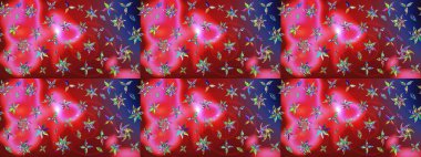 Suluboya çizim kalıbı. Çiçek izi. Suluboya tarzında kırmızı ve pembe renkte çiçekler.