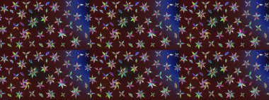 Çiçekli bahar çiçekleri. Küçük çiçekte güzel bir desen. Küçük renkli çiçekler. Moda baskıları için zarif bir şablon. Motley illüstrasyonu. Çizim.