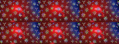 Çizim çiçek deseni duvar kâğıdı olarak kullanılabilir. Kırmızı ve kahverengi renkte çiçekler. Raster illüstrasyonu.