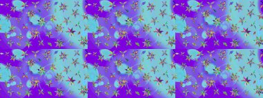 Çiçekli bahar çiçekleri. Küçük çiçekte güzel bir desen. Küçük renkli çiçekler. Moda baskıları için zarif bir şablon. Motley illüstrasyonu. Çizim.