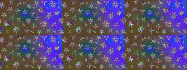 Çiçekli karalama şeklinde Raster çiçek deseni. Yumuşak, bahar çiçekli arka plan. Kahverengi ve mor renkte çiçekler.