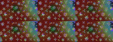 Çiçekli karalama şeklinde Raster çiçek deseni. Nazik, narin çiçek arkaplanı. Kahverengi ve kırmızı renkte çiçekler.