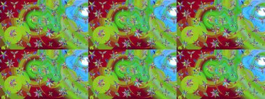 Renkli Bahar Teması eskiz kalıbı. Düz Çiçek Elementleri Tasarımı. Raster..