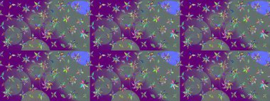 Çiçek desenli eskiz, yaz çiçekleri. Mor ve nötr renkte çiçekler. Renkli Bahar Teması eskiz kalıbı. Düz Çiçek Elementleri Tasarımı.