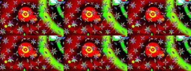 Raster çiçek desenli çiçek deseni, yapraklar, dekoratif elementler, sıçrama, lekeler, el çizimi kontur çizgileri ve Doodle çizim stili, grafik raster çizim çizimi.