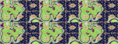 Altın desenli bukleler çiz. Doğu tarzı arabesk. Raster sanatı. Yeşil renkler ve altın elementler üzerine çizim. Parlak dantel, stilize çiçekler, şal desenli. Zarif altın deseni aç