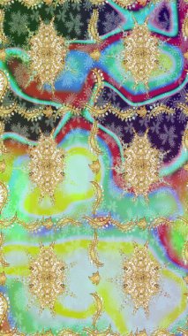 Altın desenli bukleler çiz. Parlak dantel, stilize çiçekler, şal desenli. Hassas altın deseni açın. Tarafsız renklerde altın elementlerle çizim. Raster. Doğu tarzı arabesk.