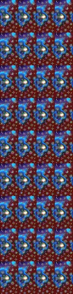 Çiçek desenli çizim. Raster illüstrasyonu. Mavi ve kırmızı renkte çiçekler. Asya tekstil tarzında. Raster illüstrasyonu.