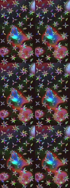 Süslü kumaş deseni. Renkli Bahar Teması eskiz kalıbı. Düz Çiçek Elementleri Tasarımı. Raster illüstrasyonunda çiçek deseni çizimi.