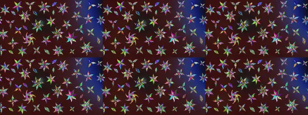 Çiçekli bahar çiçekleri. Küçük çiçekte güzel bir desen. Küçük renkli çiçekler. Moda baskıları için zarif bir şablon. Motley illüstrasyonu. Çizim.