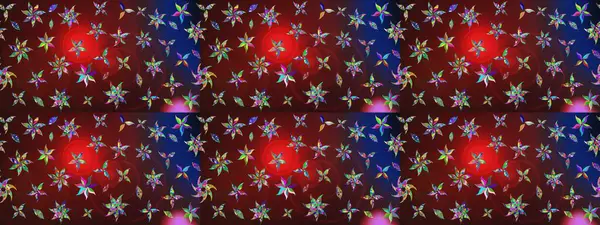 Çok kahverengi ve kırmızı zarif küçük çiçekler ve kahverengi ve kırmızı renkli komik böcekler, raster desen, illüstrasyon.