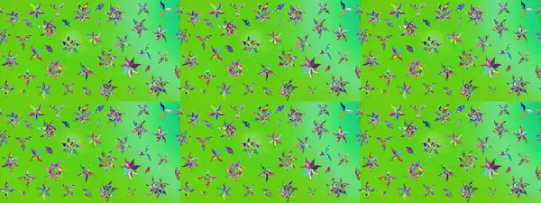 Çizim çiçek deseni duvar kâğıdı olarak kullanılabilir. Yeşil ve mavi renkte çiçekler. Raster illüstrasyonu.