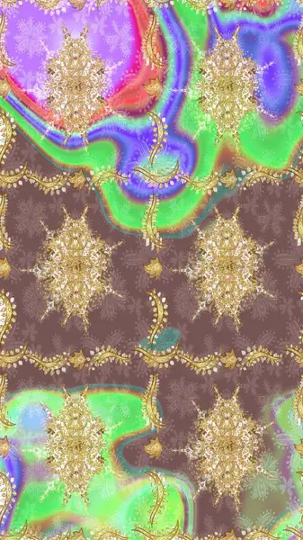 Geleneksel oryantasyon süsü. Klasik Raster kahverengi ve altın desenli çizim. Klasik vintage arkaplan.