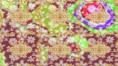 Barok tarzında eskiz oryantal süsü. Tarafsız renklerde altın elementler. Geleneksel klasik Raster altın çizim kalıbı.