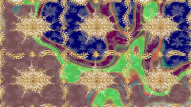 Duvar kâğıdı barok, İspanyol kumaşı. Skeç raster arka planı. Bej renkler üzerine grafiksel modern eskiz deseni. Çiçek deseni çizimi.