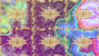 Soyut bir arkaplan çiz. Oriental raster klasik nötr ve altın desenli. Raster illüstrasyonu.