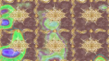 Kahverengi renklerde altın elementlerle Raster eskiz deseni. Tasarım için Damask çizim deseni.