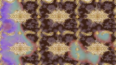 Sembol bayramı, yeni yıl kutlamaları, altın desenler. Noel Altın Kar Tanesi eskiz modeli. Kahverengi renkte altın kar taneleri. Kış kar dokusu duvar kağıdı.