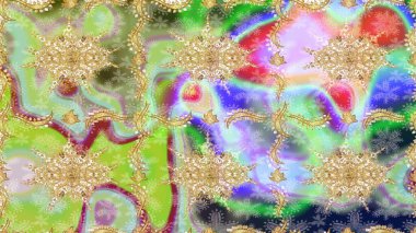 Tarafsız renkler ve altın elementler üzerine altın eskiz deseni. Tekrarlayan elementlerle soyut arkaplan oluşturun. Klasik altın desenli eskiz. Raster illüstrasyonu.