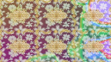 Lüks, kraliyet ve Viktorya dönemi konsepti. Tarafsız yerine altın rengi barok çiçekli eskiz deseni. Tarafsız renklerde altın element. Süslü raster dekorasyonu.