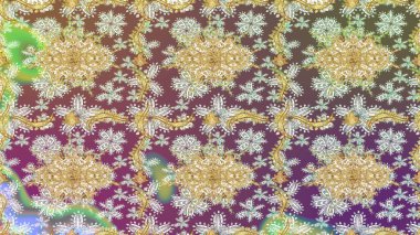 Raster oryantal süs. Altın şablonu çiz. Tarafsız renklerde altın elementlerle çizim deseni.