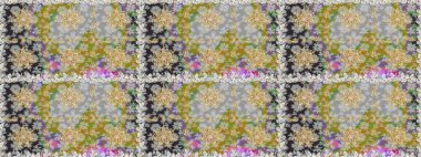 Doğu tarzında klasik tasarım öğesi. Gri renkli geleneksel Arapça dekor. Süslü dantel iz sürücü. Çiçekli süslemeli, pürüzsüz bir desen. Duvar kağıdı için altın süslü illüstrasyon.