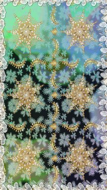 Gri renkli desen. Kına dövmeli süs çiçekleri, altın çıkartmalar, mehndi ve yoga tasarımı, kartlar ve parmak izleri. Raster altın mehndi kusursuz desen.