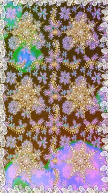 Raster illüstrasyonu. Tarafsız renklerde, altın elementlerle klasik, pürüzsüz desen.