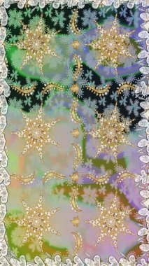 Barok tarzında kusursuz bir doğulu süsü. Tarafsız renklerde ve altın elementlerle geleneksel klasik altın raster deseni.