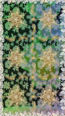 Raster altın desen. Altın elementli gri renkler. Doğu tarzı arabesk. Raster illüstrasyonu. Kusursuz altın desenli bukleler..