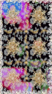 Raster Golden Mehndi kusursuz desen. Kına dövmeli süs çiçekleri, altın çıkartmalar, mehndi ve yoga tasarımı, kartlar ve parmak izleri. Gri renklerde desen.