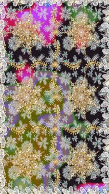 Kusursuz oryantal klasik altın desen. Gri renklerde altın tekrarlayan elementler içeren Raster soyut arkaplanı.