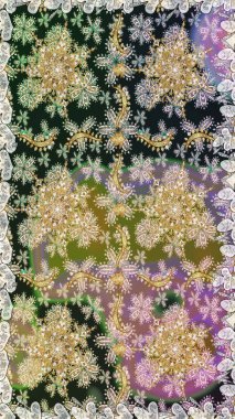 Gri renkler ve altın elementler üzerinde altın pürüzsüz desen. Noel, kar tanesi, yeni yıl. Gri renklerde, altın elementlerle kusursuz klasik desen.