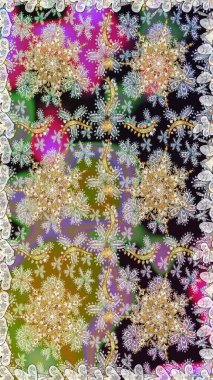 Barok tarzında altın çiçekli süs. Gri renklerdeki altın element. Antika altın tekrarlanabilir duvar kağıdı. Damask pürüzsüz tekrarlama deseni.